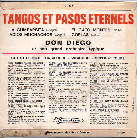 Don Diego Et Son Orchestre - Tangos Et Pasos Eternels Vinyl Singles EP Vinyl Zeer Goed / Hoesje Goed "VINYLSINGLES.NL"
