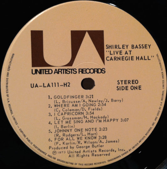 Shirley Bassey - Live At Carnegie Hall (LP) Vinyl LP Dubbel Vinyl Zeer Goed / Hoesje Goed "VINYLSINGLES.NL"