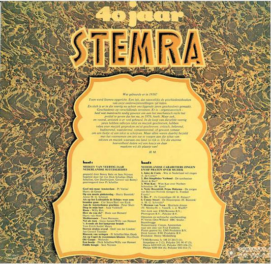 Various - 40 Jaar Stemra (LP) Vinyl LP Vinyl Zeer Goed / Hoesje Goed "VINYLSINGLES.NL"