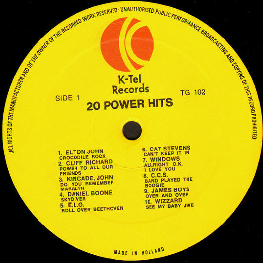 Various - 20 Power Hits (LP) Vinyl LP Vinyl Zeer Goed / Hoesje Goed "VINYLSINGLES.NL"