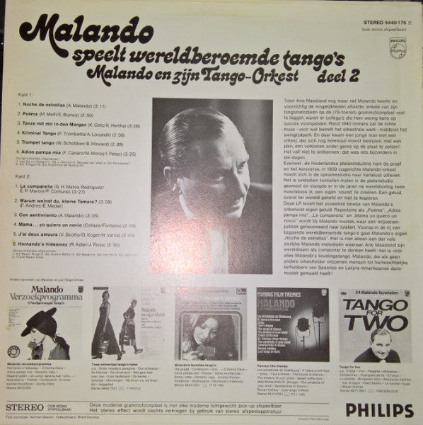 Malando En Zijn Tango Orkest - Malando Speelt Wereldberoemde Tango's Deel 2 (LP) 40992 Vinyl LP Goede Staat