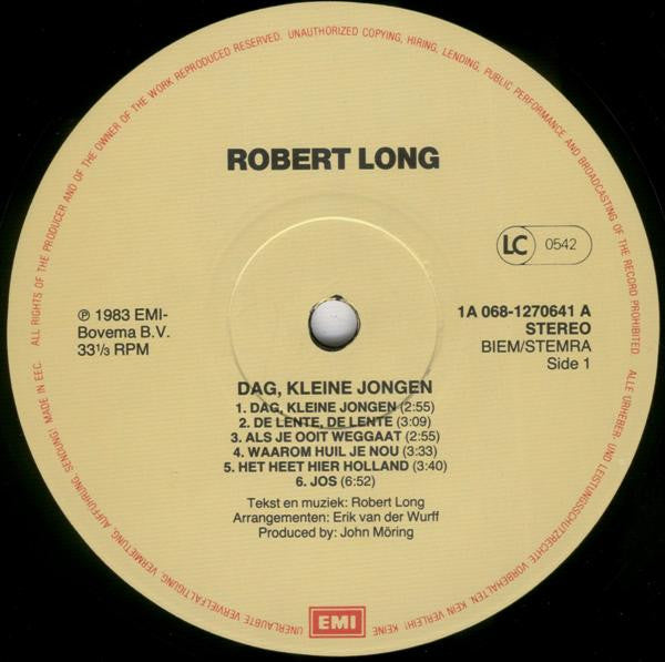 Robert Long - Dag Kleine Jongen (LP) 50421 49800 45434 40432 40984 41904 42110 45055 46009 48898 50081 Vinyl LP VINYLSINGLES.NL