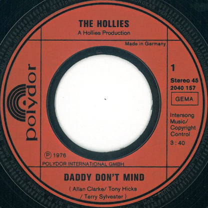 Hollies - Daddy Don't Mind Vinyl Singles Vinyl Very Good (VG) <br> Hoes Good Plus (G+)