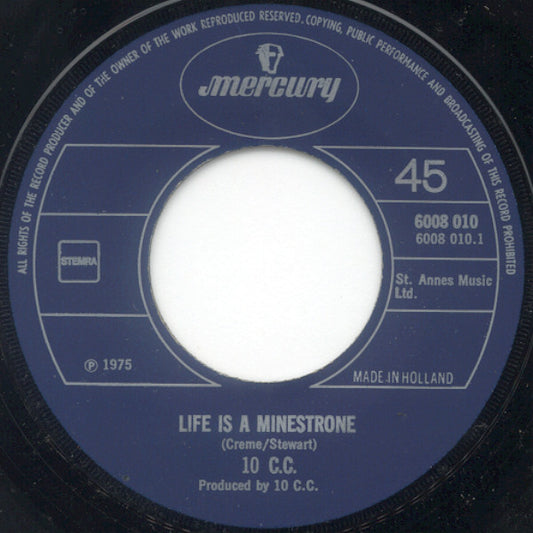 10cc - Life Is A Minestrone 34063 Vinyl Singles Vinyl Zeer Goed / Hoesje Goed "VINYLSINGLES.NL"