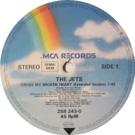Jets - Cross My Broken Heart (Maxi-Single) Maxi-Singles Vinyl Zeer Goed / Hoesje Goed "VINYLSINGLES.NL"