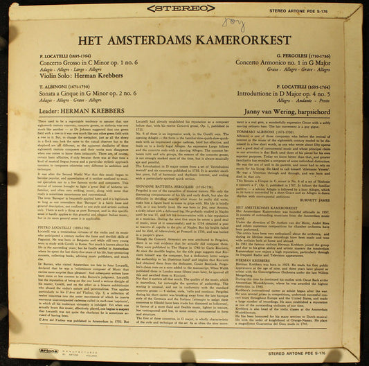 Amsterdams Kamerorkest - Concerto Grosso (LP) Vinyl LP Vinyl Zeer Goed / Hoesje Goed "VINYLSINGLES.NL"