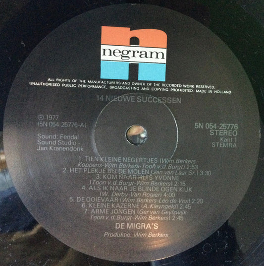 Migra's - 14 Nieuwe Successen (LP) Vinyl LP Vinyl Zeer Goed / Hoesje Goed "VINYLSINGLES.NL"