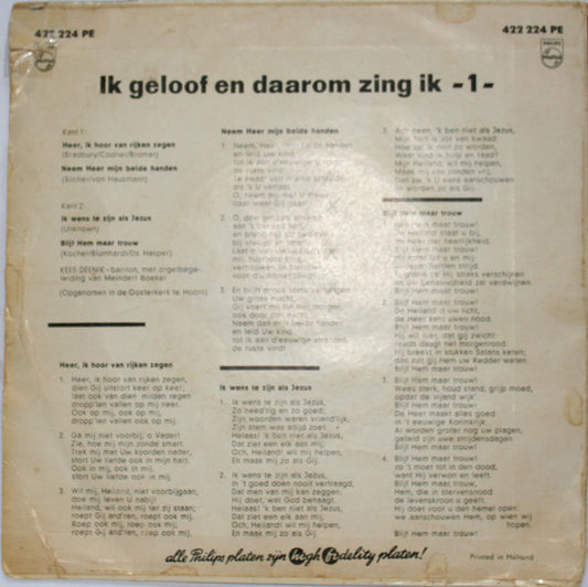 Kees Deenik - Ik Geloof En Daarom Zing Ik Vinyl Singles EP Media VG+ \ Sleeve G+