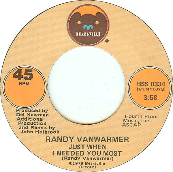 Randy Vanwarmer - Your Licht 07712 31442 Vinyl Singles Goede Staat