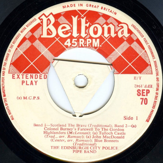 Edinburgh Police Pipe Band - The Pipes And Drum Of Scotland No * Vinyl Singles EP Vinyl Zeer Goed / Hoesje Goed "VINYLSINGLES.NL"
