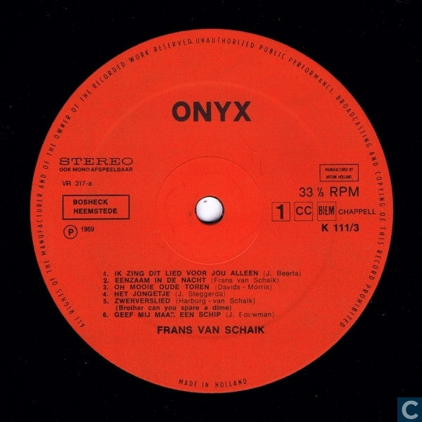 Frans Van Schaik - Frans Van Schaik (LP) 46198 Vinyl LP Goede Staat