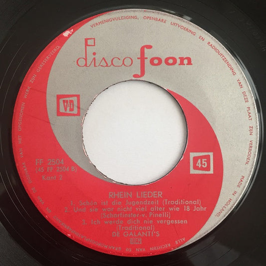 Galanti's - Rhein Lieder Vinyl Singles Vinyl Zeer Goed / Hoesje Goed "VINYLSINGLES.NL"