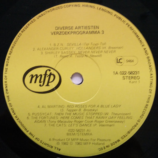 Various - Uw Verzoekprogramma 3 (LP) Vinyl LP Vinyl Zeer Goed / Hoesje Goed "VINYLSINGLES.NL"