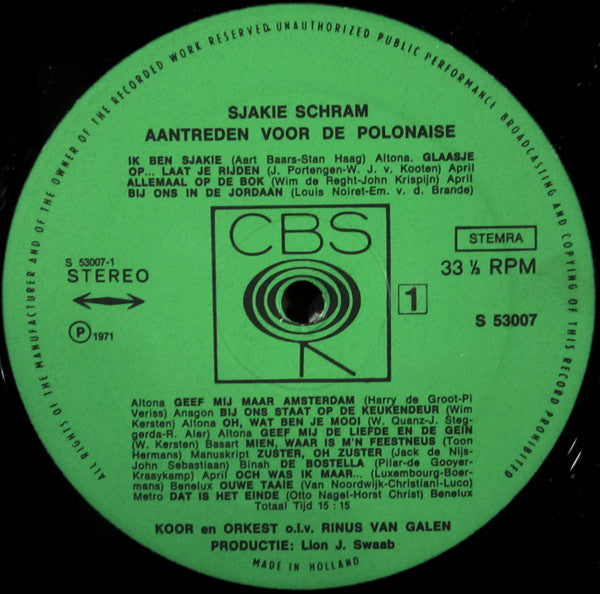 Sjakie Schram - Aantreden voor de polonaise (LP) 45514 Vinyl LP VINYLSINGLES.NL