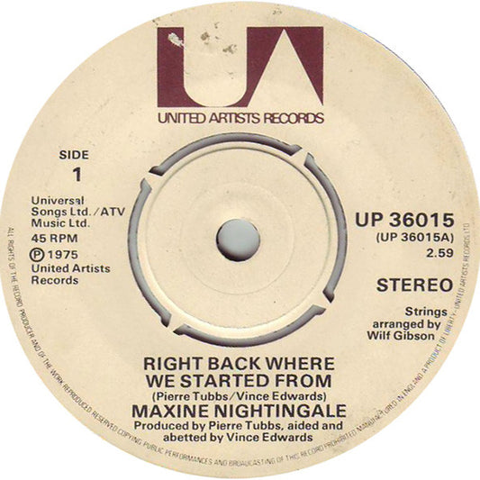 Maxine Nightingale - Right Back Where We Started From 26335 Vinyl Singles VINYLSINGLES.NL
