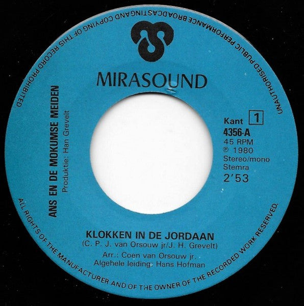 Ans en de Mokumse Meiden - Klokken In de Jordaan 15405 Vinyl Singles VINYLSINGLES.NL