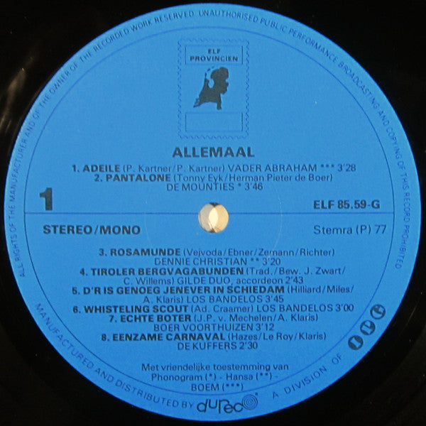 Various – Allemaal Originele Carnaval Versies (LP) 41236 Vinyl LP VINYLSINGLES.NL