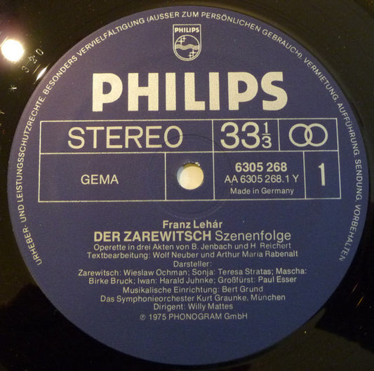 Franz Lehár - Der Zarewitsch (LP)