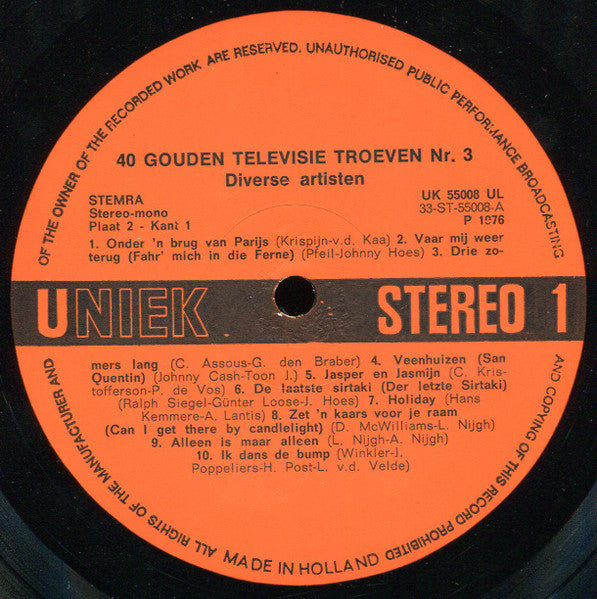 Various - 40 Gouden Televisie Troeven 3 (LP) 46655 Vinyl LP VINYLSINGLES.NL