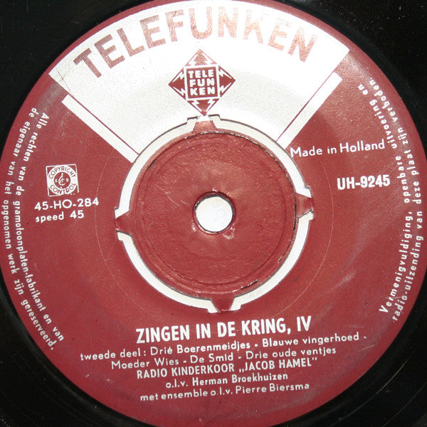 Kinderkoor Jacob Hamel - Zingen In De Kring IV (EP) 18183 Vinyl Singles EP VINYLSINGLES.NL