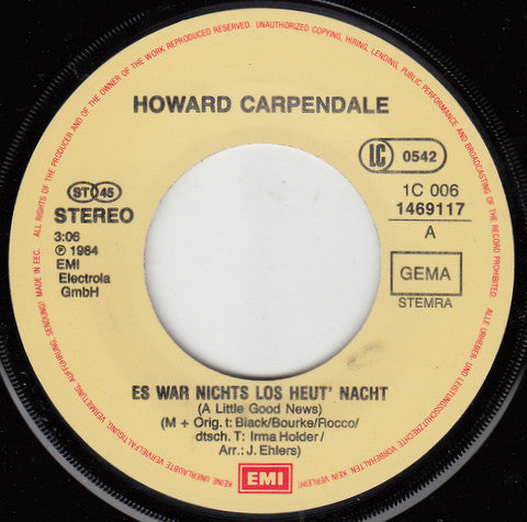 Howard Carpendale - Es War Nichts Los Heut' Nacht