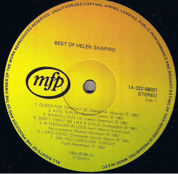 Helen Shapiro - The Best Of (LP) 42569 Vinyl LP VINYLSINGLES.NL