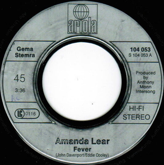 Amanda Lear - Fever Vinyl Singles Vinyl Zeer Goed / Hoesje Goed "VINYLSINGLES.NL"