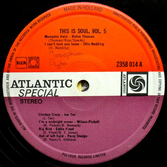 Various - This Is Soul Vol. * (LP) Vinyl LP Vinyl Zeer Goed / Hoesje Goed "VINYLSINGLES.NL"
