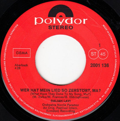 Daliah Lavi - Wer Hat Mein Lied So Zerstört, Ma 30056 Vinyl Singles VINYLSINGLES.NL
