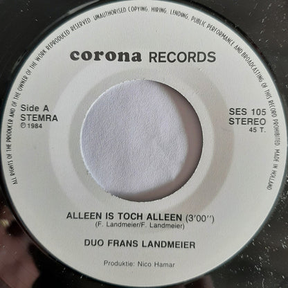 Duo Frans Landmeier - Alleen is toch alleen 12395 Vinyl Singles VINYLSINGLES.NL