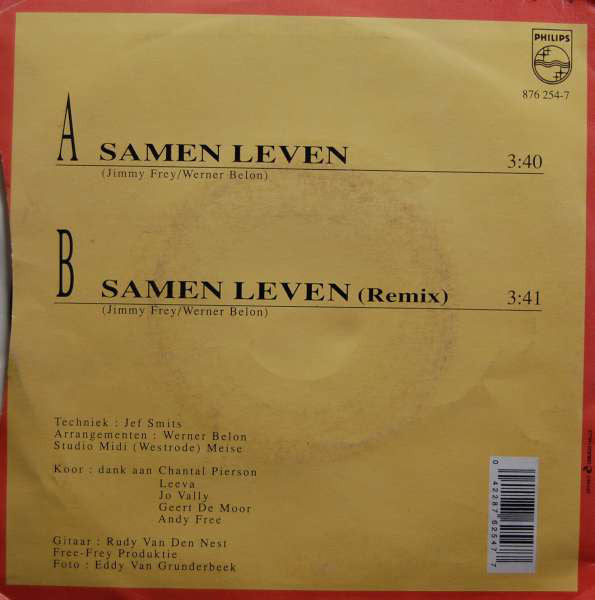 Jimmy Frey - Samen Leven 24343 Vinyl Singles Vinyl Very Good (VG) <br> Hoes Good Plus (G+)