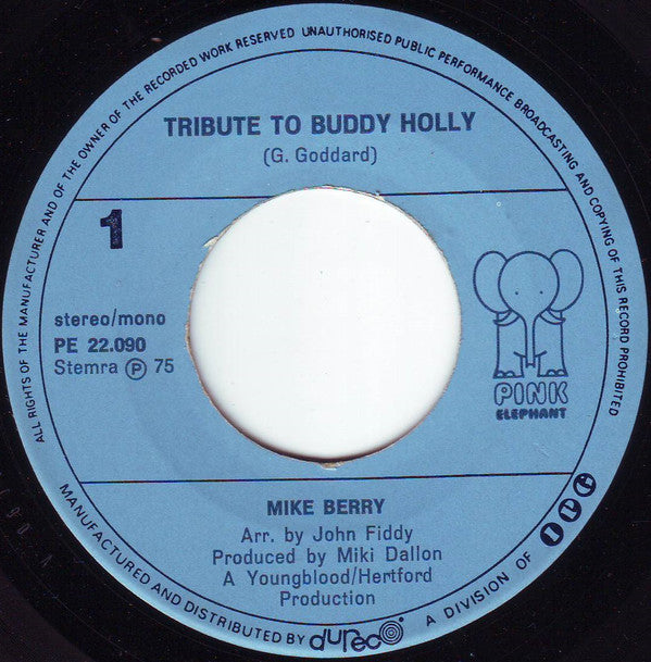 Mike Berry - Tribute to Buddy Holly Vinyl Singles VINYLSINGLES.NL