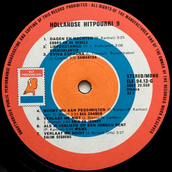 Various - Hollandse Hitpourri 9 (LP) 40758 40913 Vinyl LP VINYLSINGLES.NL