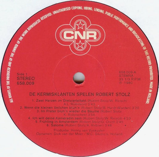 Kermisklanten - De Kermisklanten Spelen Robert Stolz (LP) Vinyl LP Vinyl Zeer Goed / Hoesje Goed "VINYLSINGLES.NL"