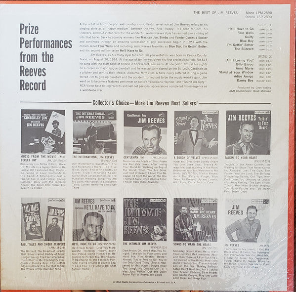 Jim Reeves - The Best Of Jim Reeves (LP) Vinyl LP VINYLSINGLES.NL