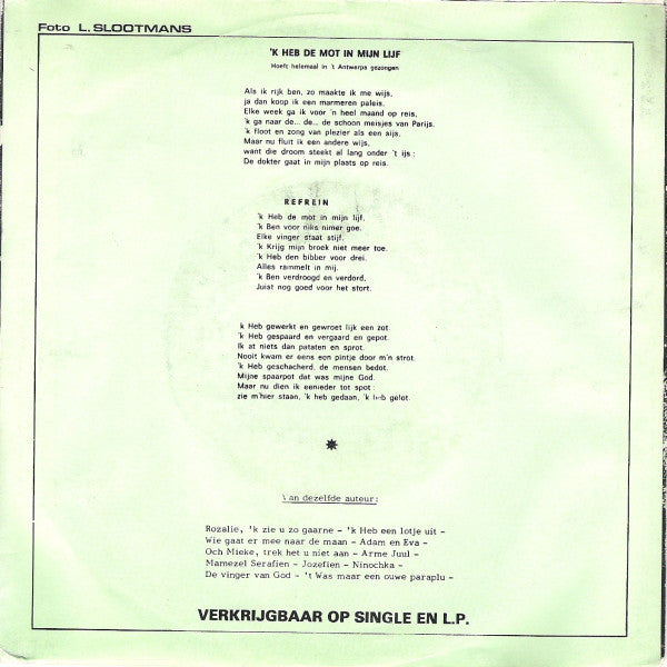 Paul Boey - 'K Heb De Mot In Me Lijf Vinyl Singles VINYLSINGLES.NL