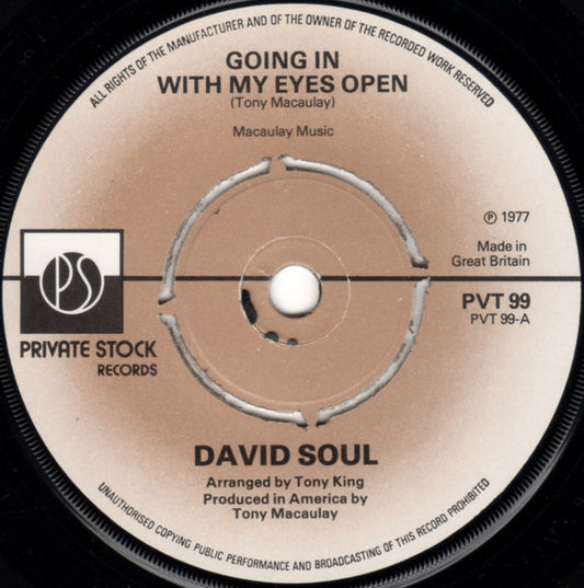 David Soul - Going In With My Eyes Open 39142 Vinyl Singles Goede Staat