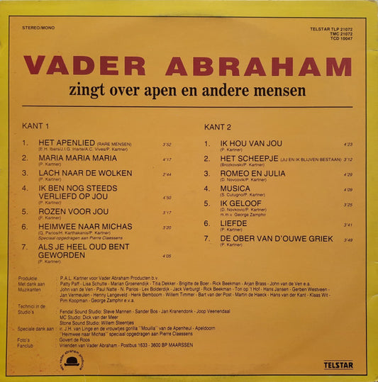 Vader Abraham - Zingt Over Apen En Andere Mensen (LP) Vinyl LP Vinyl Zeer Goed / Hoesje Goed "VINYLSINGLES.NL"
