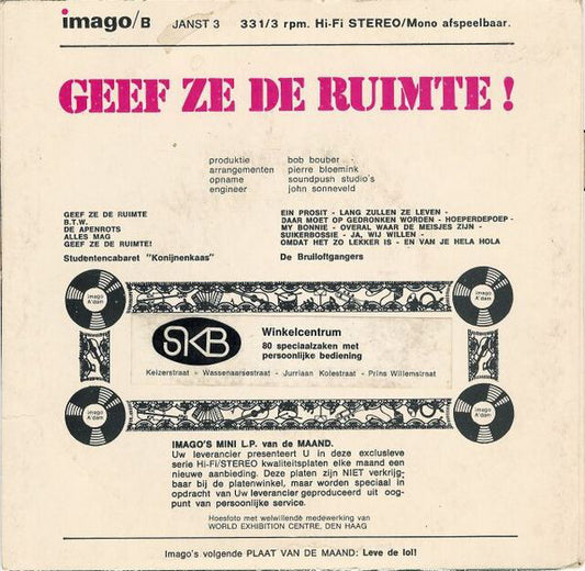 Studentencabaret Konijnenkaas - Geef Ze De Ruimte 24305 Vinyl Singles Vinyl Zeer Goed / Hoesje Goed "VINYLSINGLES.NL"