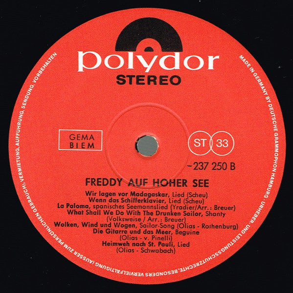Freddy - Auf Hoher See (LP) 48915 43689 Vinyl LP Goede Staat