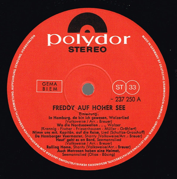Freddy - Auf Hoher See (LP) 48915 43689 Vinyl LP Goede Staat