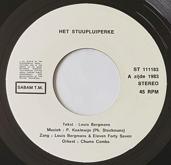 Eleven Forty Seven, Louis Bergmans - Het Brandt Weer Bie de Brandweer 24425 Vinyl Singles Goede Staat