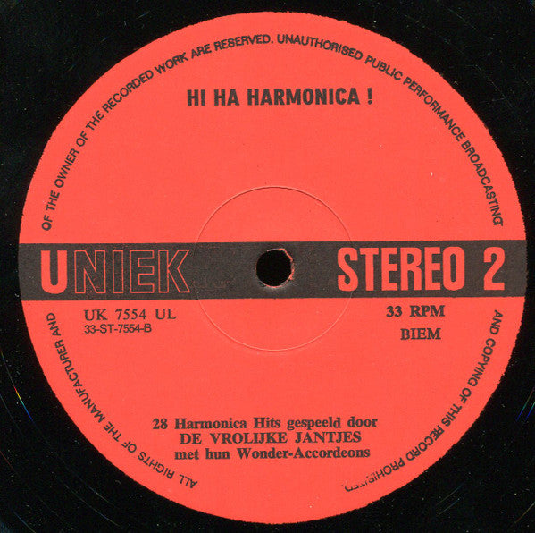 Vrolijke Jantjes - Hi-Ha-Harmonica - 28 Harmonica Hits (LP) 97-48255