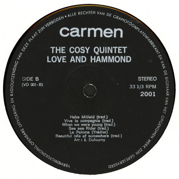 Cosy Quintet - Love And Hammond (LP) 41820 49716 Vinyl LP VINYLSINGLES.NL