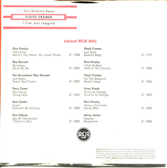 Floyd Cramer - San Antonio Rose 17066 Vinyl Singles Vinyl Zeer Goed / Hoesje Goed "VINYLSINGLES.NL"