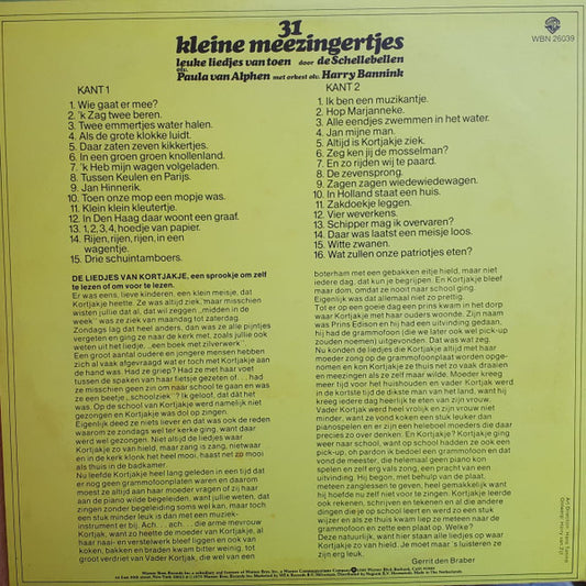 Schellebellen - ** Kleine Meezingertjes (LP) Vinyl LP Vinyl Zeer Goed / Hoesje Goed "VINYLSINGLES.NL"