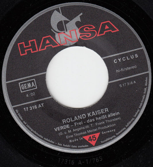 Roland Kaiser - Verde Frei- Das Heißt Allein 34507
