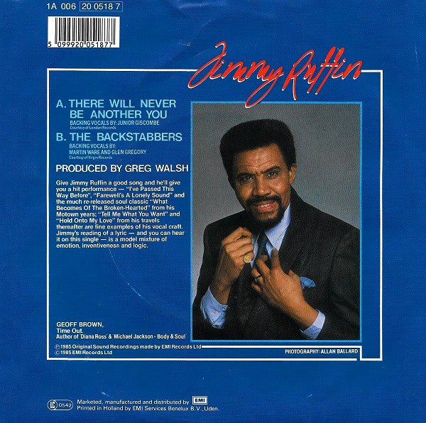Jimmy Ruffin - There Will Never Be Another You Vinyl Singles Vinyl Very Good (VG) <br> Hoes Good Plus (G+)