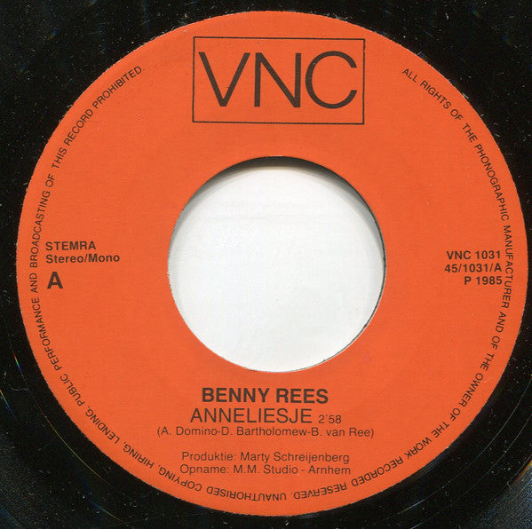 Benny Rees - Anneliesje 28759 36360 Vinyl Singles Goede Staat