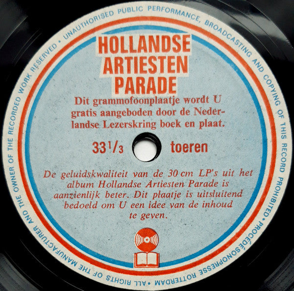 Various - Hollandse Artiesten Parade (Flexi-disc) 32630 34850 34908 Flexidisc Goede Staat